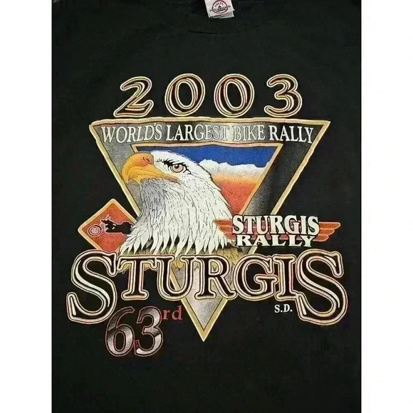 Vintage 2003 Sturgis Shirt Motorcycle Bike Week Rally Eagle Black Men's XL - Picture 2 of 7